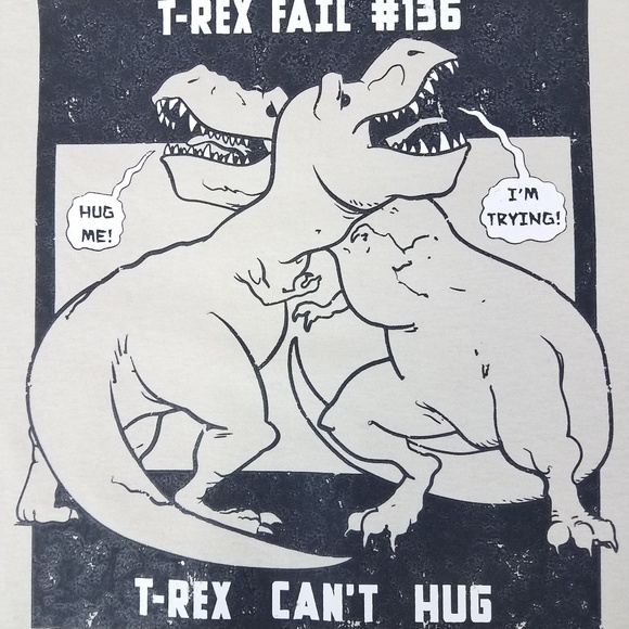 T-Rex Dinosaur Fail #136 Funny Unisex Graphic Tee Shirt - Picture 2 of 2